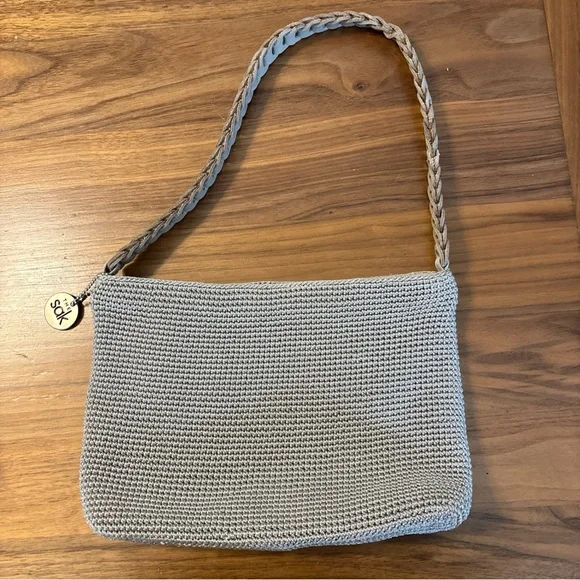 The SAK Woven Shoulder Purse with leather breaded shoulder strap. EUC - Picture 1 of 3
